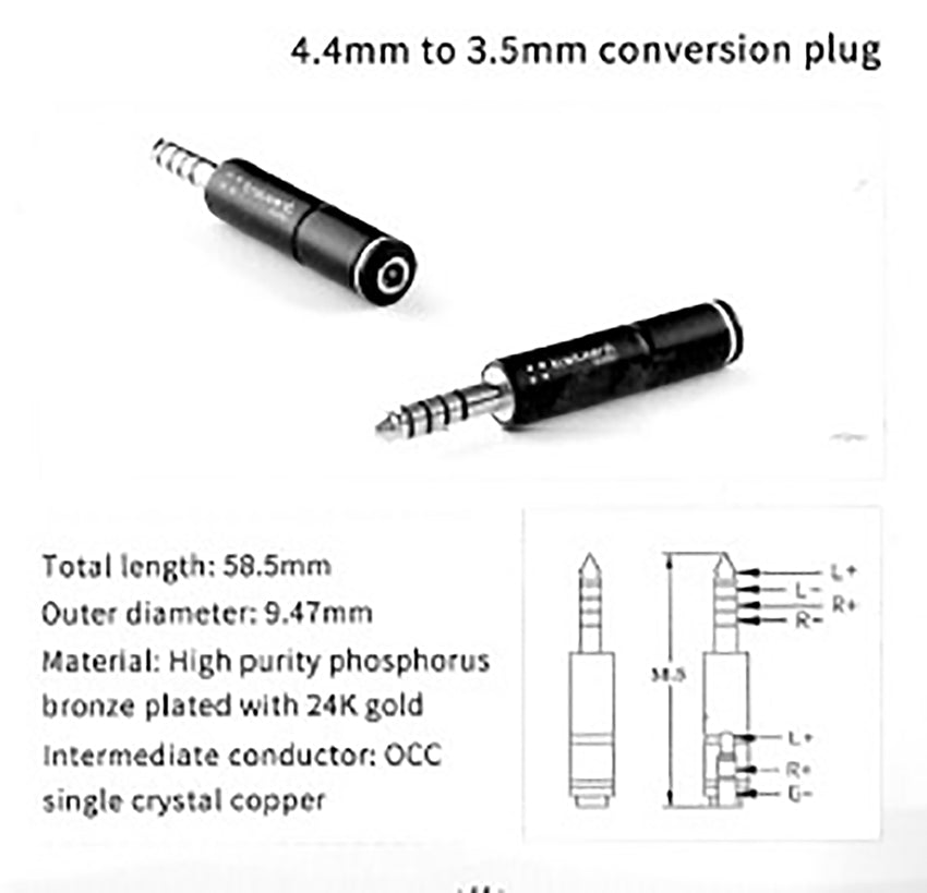 Tralucent Audio Female 3.5mm TRS to Male 4.4mm TRRS Adapter - Jaben Online